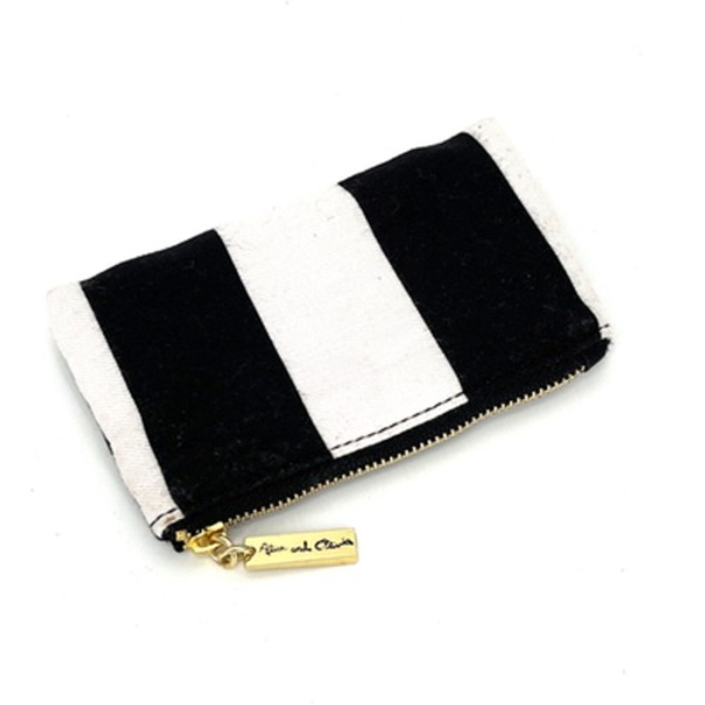Alice+Olivia Striped Coin Wallet Black White Striped